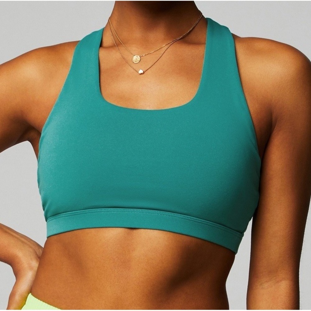 NWT Women's Fabletics Boost Medium Impact Sports Bra Misty Jade Neon XS